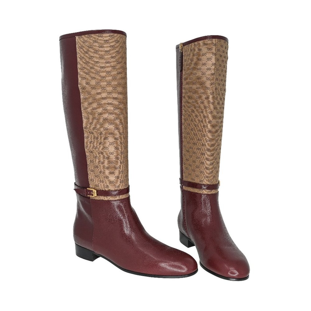 Gucci Women's Leather & Mini GG Canvas Knee Boots